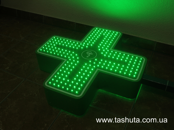 Аптечный крест светодиодный с динамикой, одноцветный, 700х700мм