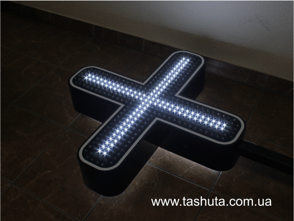 Хрест світлодіодний для аптеки &quot;ЛІБЕРТІ&quot; 700x700 мм