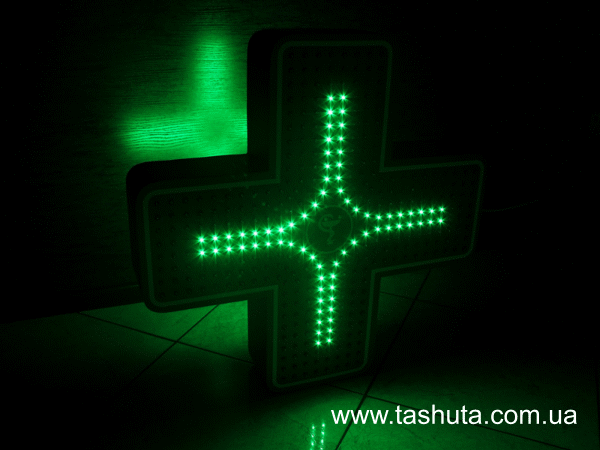 Светодиодный аптечный крест с динамикой, двухцветный, 700х700мм