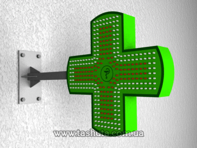 Аптечный крест светодиодный двухцветный, 800х800мм