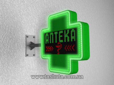 Krzyż apteczny LED z wyświetlaczem LED 800x800 mm