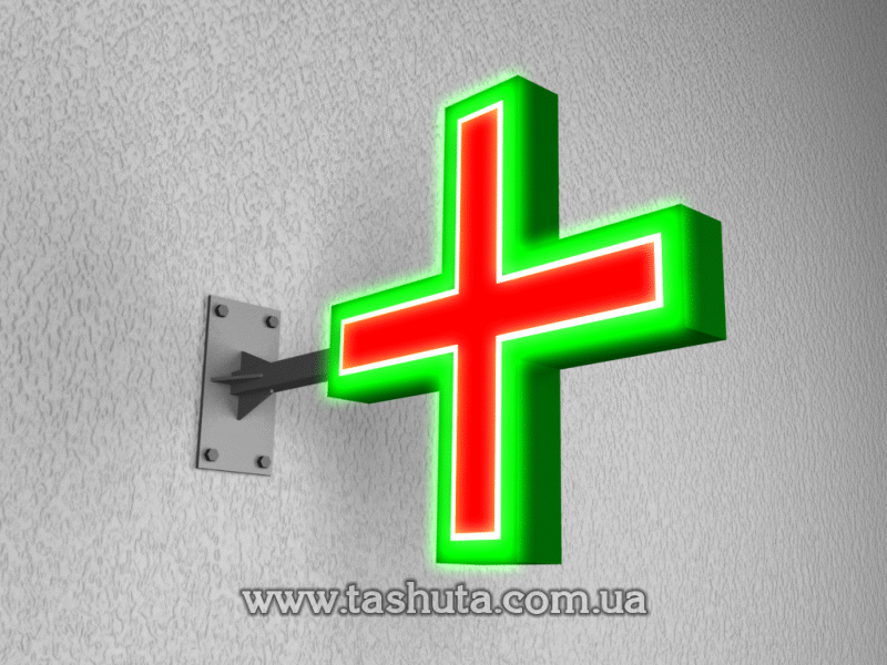 Аптечный крест с подсветкой светодиодами 600х600 мм