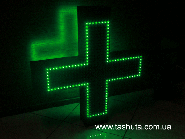 Світлодіодний хрест для аптек &quot;МОДЕРН&quot; 700х700 мм