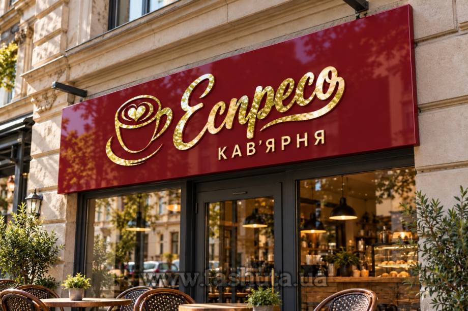 Вывеска композитная на каркасе без заворота + накладные буквы