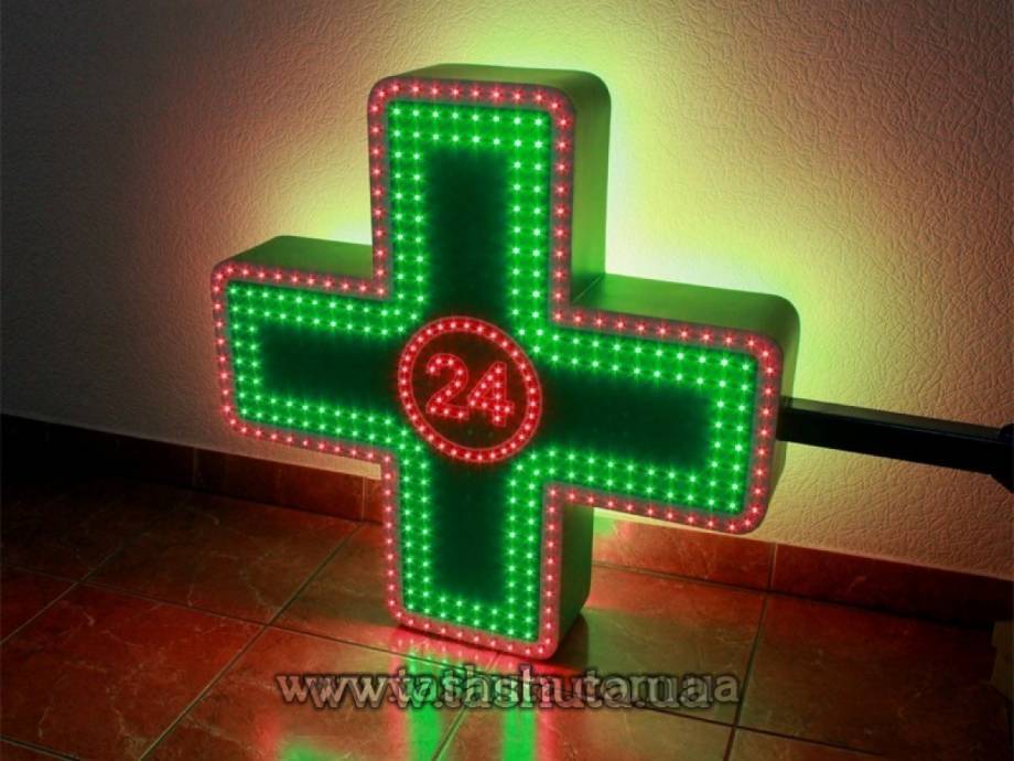 Animated 24-Hour LED Cross, Two-Colour, 700x700mm