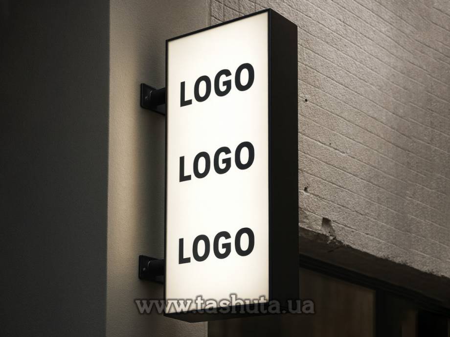 Rectangular LED Logo Sign 40x70cm, Double-Sided