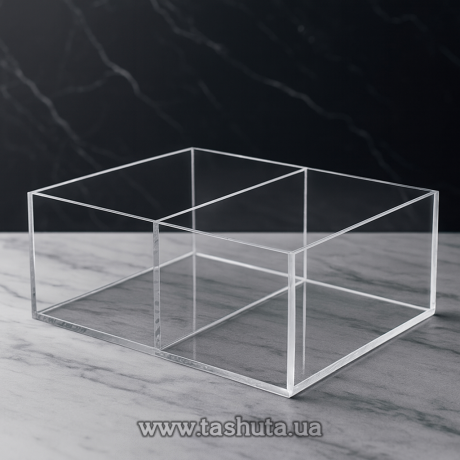 Ящик из оргстекла с перегородкой 300х300х100 мм