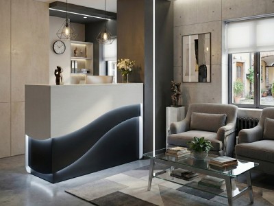 "Riviera" Reception Desk, Illuminated Office Desk, 120x110x75cm