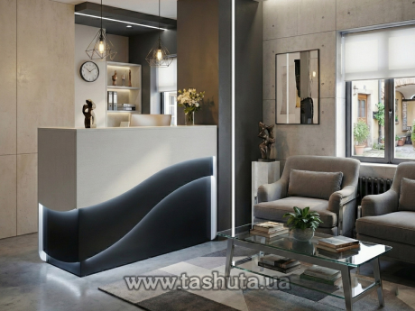 Ресепшн стойка "Ривьера", офисная стойка с подсветкой, 200х110х75 cм