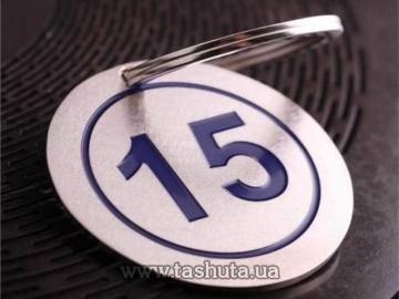 Round Nickel-Plated Metal Number Tag 35x35mm, Single-Sided