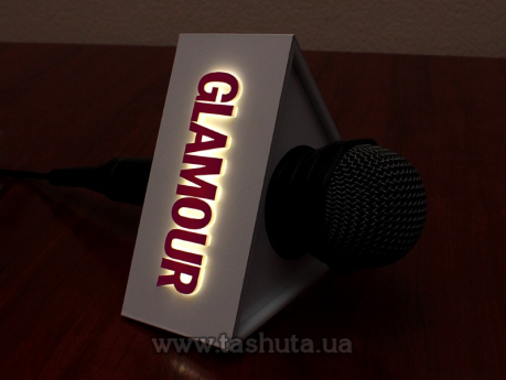 Световая насадка на микрофон треугольная с объемным логотипом