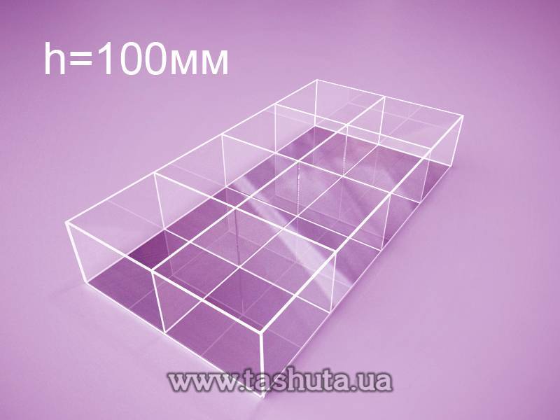Clear Acrylic Container 300x500x100mm with 8 Sections