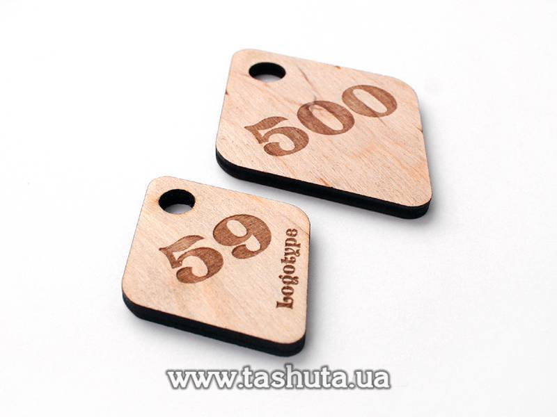 Plywood Cloakroom Number Tag 55x70mm, Single-Sided