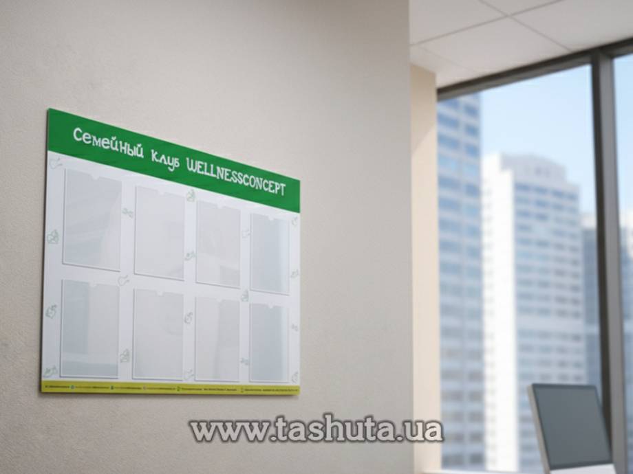 "Information" Board (Customer Corner...) with 8 A4 Pockets, 1000x740mm