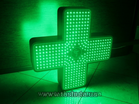 Светодиодный аптечный крест с динамикой, двухцветный, 800х800мм