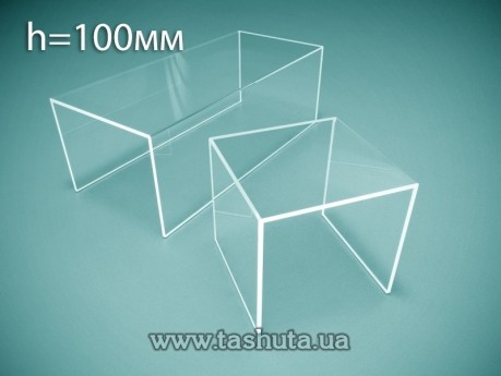 Podest schodkowy na towar z pleksi w kształcie U, H=100mm, L=60mm