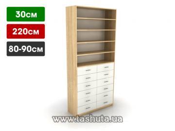 Retail Shelving Unit with Two Rows of Drawers, Size 900x2200x300mm