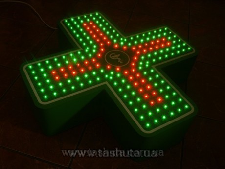 Krzyż apteczny LED z dynamiką, dwukolorowy, 800x800mm
