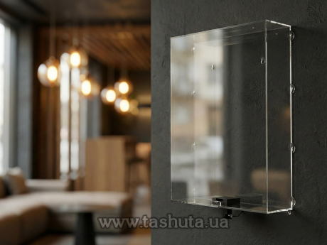 Ящик из акрила узкий для сбора денег, для жалоб и предложений с замком 190х300х50 мм