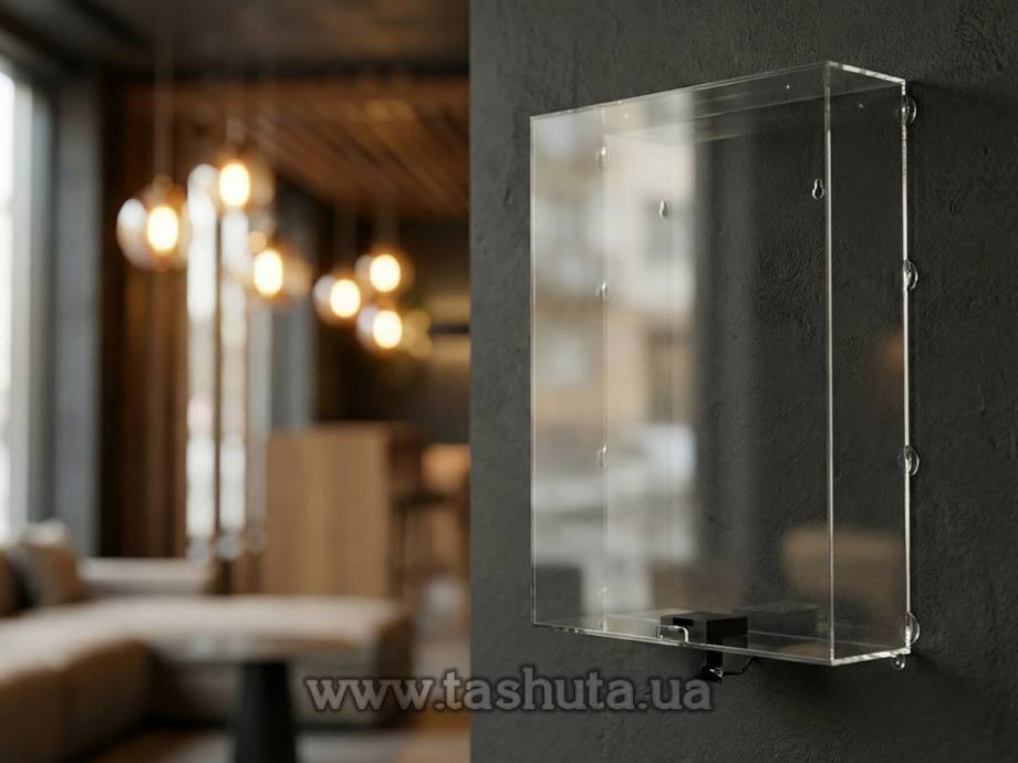 Narrow Lockable Acrylic Box for Money, Complaints and Suggestions 190x300x50mm