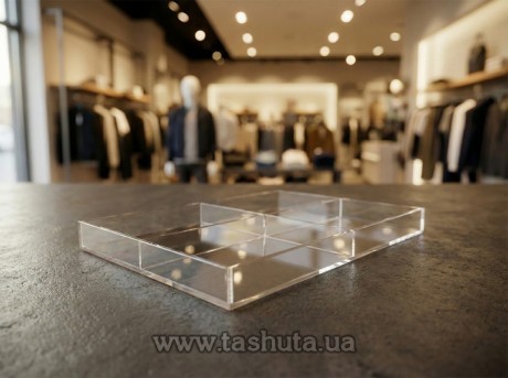 Акриловая коробка, контейнер 310х430х30мм на 4 отделения
