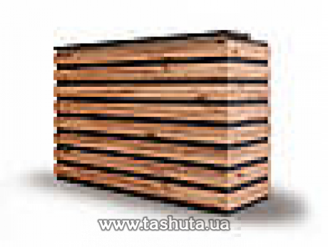 Барная стойка, ресепшн, 120х110х62 cм (Базовый цвет ДСП: Орех Лион;  Декоративные рейки: Орех Лион;)