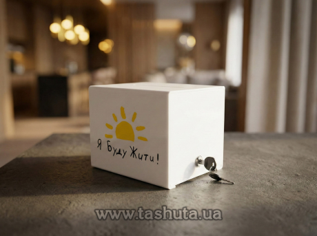 Коробка для пожертвований из цветного акрила с замком 300х200х150 мм