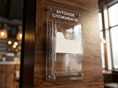 Информационный стенд из оргстекла на 3 кармана А4