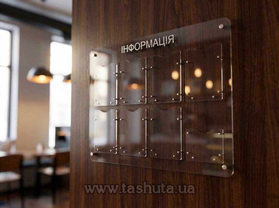 Acrylic Information Board with Pockets 1050x760mm (8 Pockets)