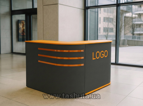 Угловая кассовая стойка ресепшн, 155х100х120 cм