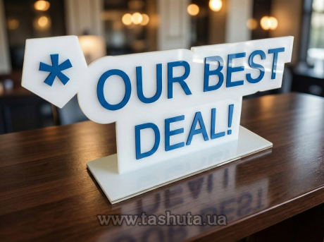 Табличка на стол из цветного акрила 150х150 мм