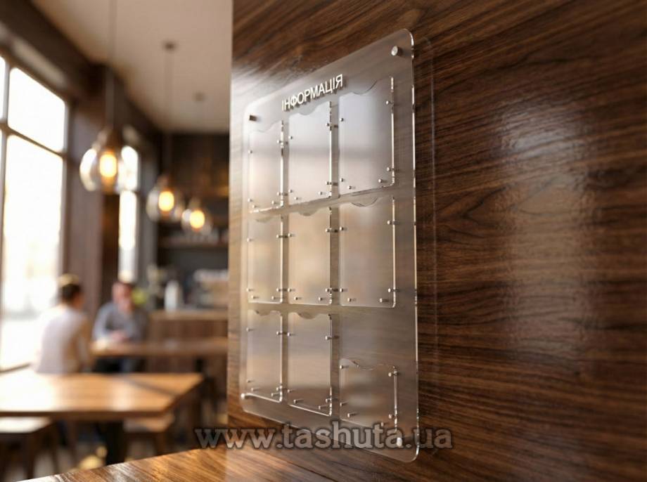 Acrylic Information Board with Pockets 800x1090mm (9 Pockets)