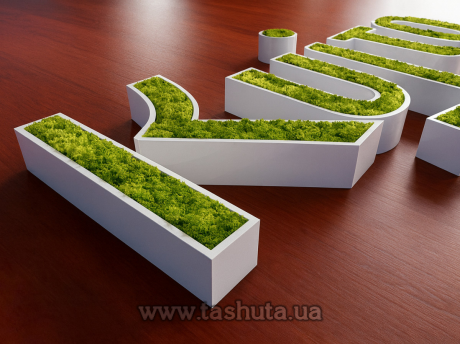 Буквы или логотип из мха объемный, H=400мм