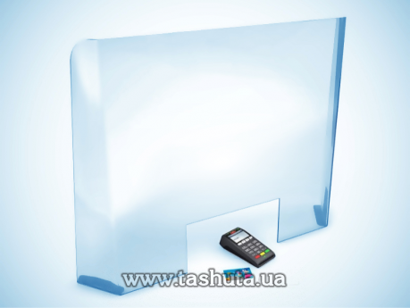 Защитный экран перегородка п-образная для кассы магазина 750х720х240мм
