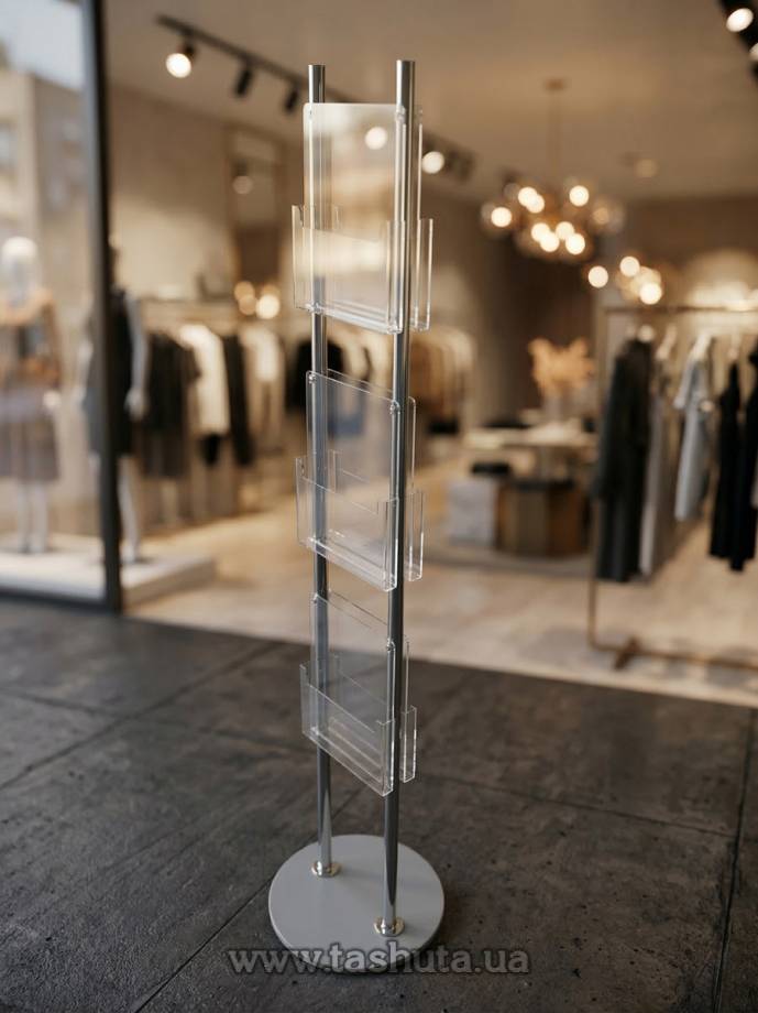 Double-Sided Brochure Stand with 6 A4 Pockets