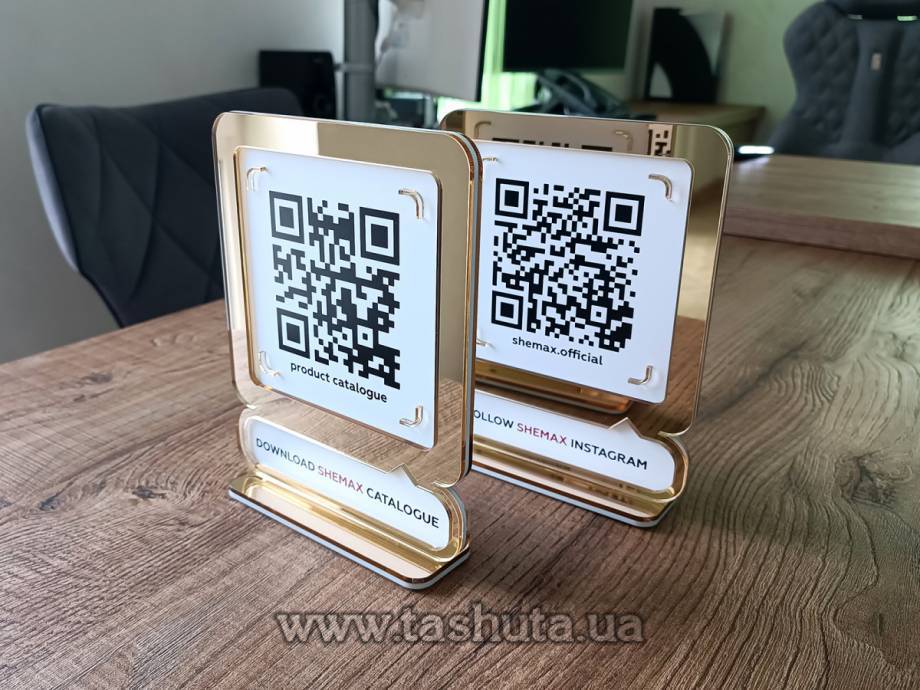 Double-Sided Tabletop QR Code Sign 200x250mm