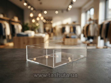 Ящик из оргстекла с перегородкой 200х200х100 мм