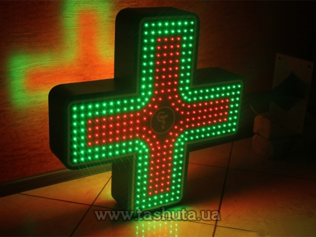 Світлодіодний аптечний хрест з динамікою, двокольоровий, 700х700мм