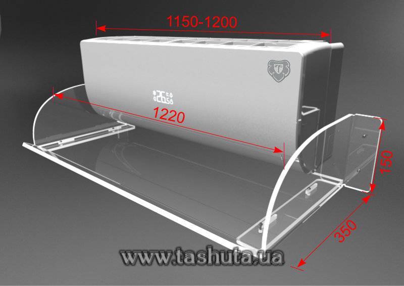 Acrylic Air Conditioner Air Screen (Deflector) 1200mm Wide