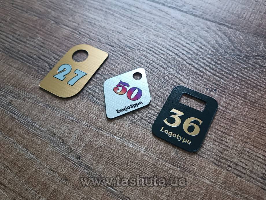 Plastic Cloakroom Number Tag 35x65mm, Double-Sided