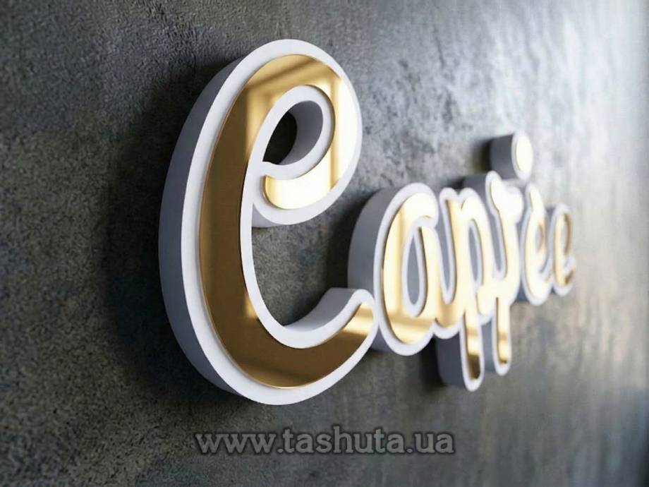 PVC 3D Letters + Coloured Acrylic Face, H=400mm