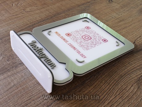 Wizytówka na Instagram z plastiku z kodem QR 200x250mm, złoto lub srebro