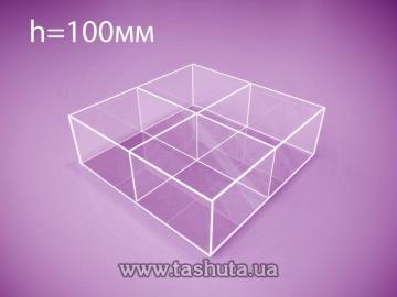 Acrylic Container, Box 300x300x100mm with 4 Sections
