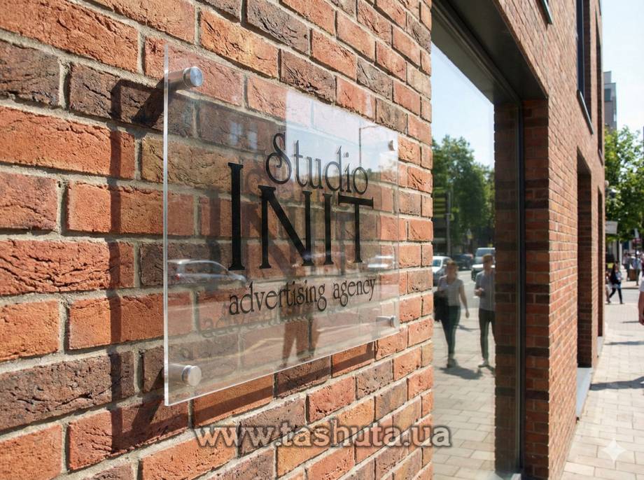 Façade Sign Plate on Clear Acrylic, 700x500mm