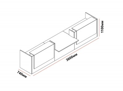 Modular Front Desk, Registration Desk, 360x110x74cm