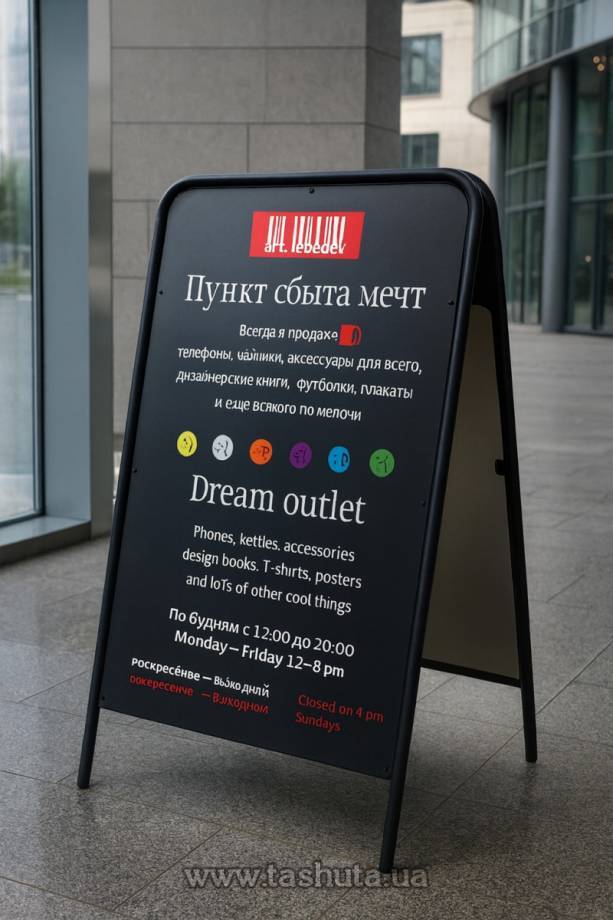 Round Tube A-Frame Advertising A-Board, 1000x700mm