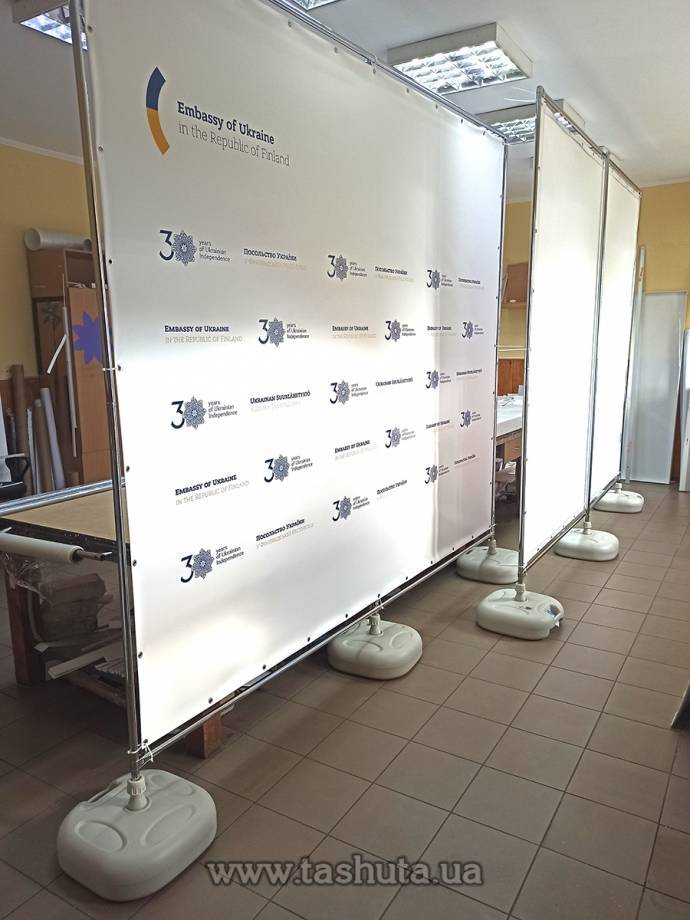 Brand Wall with Water-Fillable Stand 2.2x3m, Eyelets