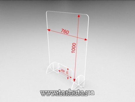Osłona dla kasjera do sklepu, przegroda z akrylu 760x1000mm na kołkach