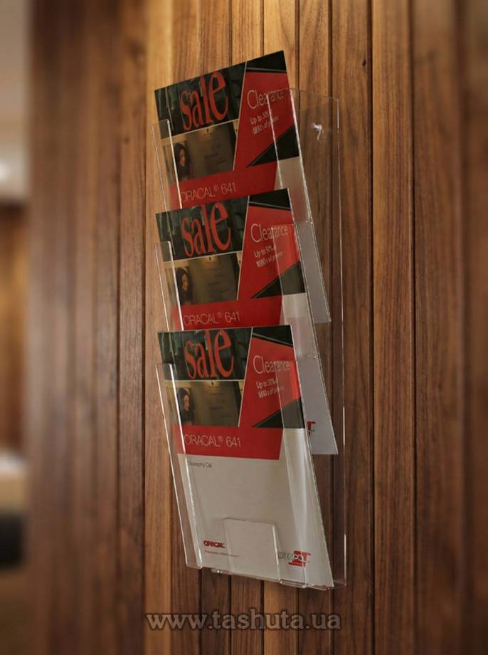 Wall-Mounted Plastic Flyer Pocket (99x210) with 3 Compartments