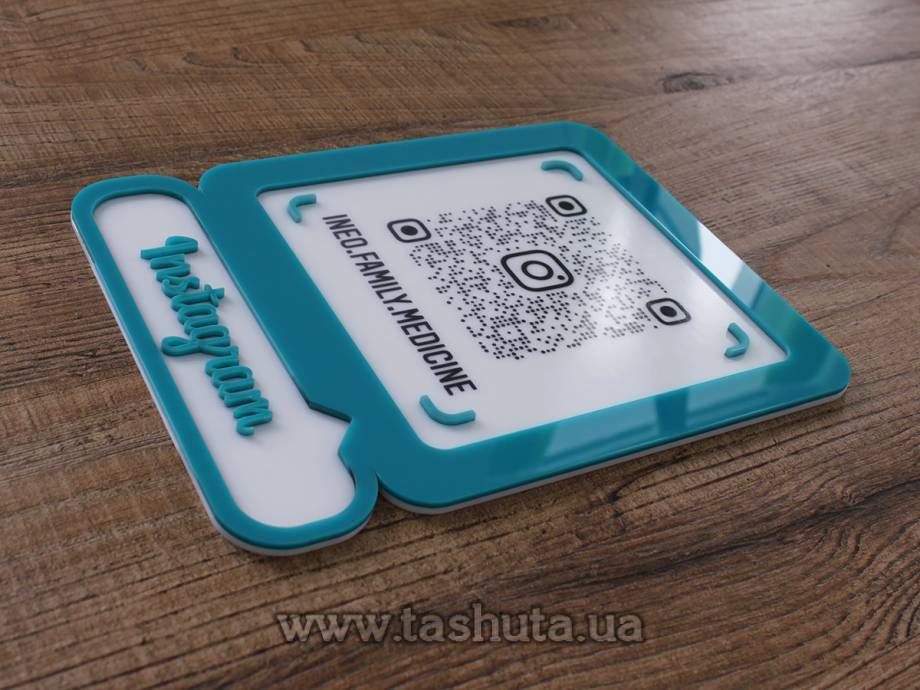 3D Acrylic Instagram Sign with QR Code 200x250mm